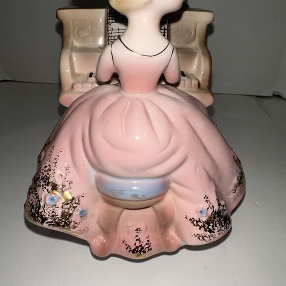 Vintage Josef Originals Revolving Music Box Girl Playing Piano Candelabra  Works - Picture 9 of 16